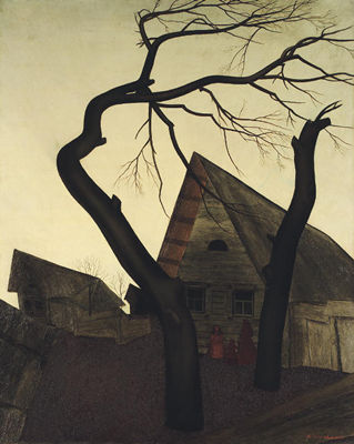 Village scene, Finland by Vasili Ivanovich Shukhaev - Auction record, sale price, and art valuation. Compare with similar artists and explore comparable artworks.