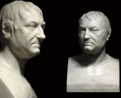 A CARVED MARBLE HERM BUST OF CHARLES TOWNLEY