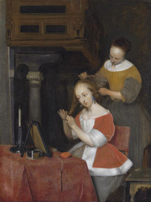 A lady at her toilet