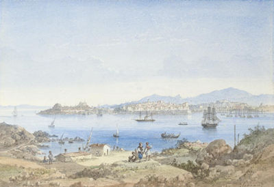 View of Corfu from the island of Vido