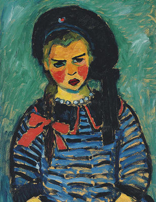 Mädchen mit roter Schleife