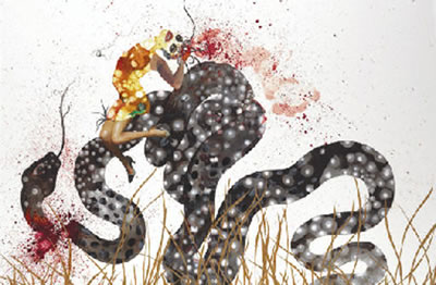 Sample artwork by Wangechi Mutu (Born 1972), known for large-scale figurative collage, scupture, videos, feminist themed work - View similar artists and auction records