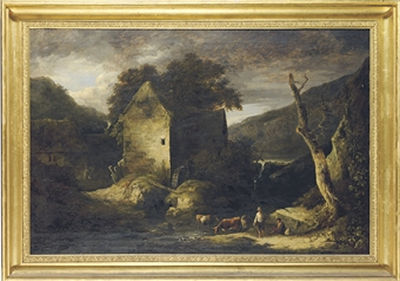 A pastoral landscape with a watermill, figures and cattle in the foreground by Benjamin Barker of Bath - Auction record, sale price, and art valuation. Compare with similar artists and explore comparable artworks.