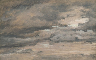 Luftstudie. Rødlig aftenhimmel med tunge sortgra skyer (Air study. Reddish evening sky with heavy Black-Grey Clouds) by Christen Kobke - Auction record, sale price, and art valuation. Compare with similar artists and explore comparable artworks.