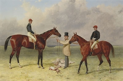 Mr Richard Sutton's bay colt Lord Lyon and his bay colt Elland by Harry (Henry) Hall - Auction record, sale price, and art valuation. Compare with similar artists and explore comparable artworks.