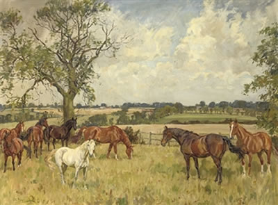 Sample artwork by Peter Biegel (1913 - 1987), known for animal, horse, hunting and racing scene painting - View similar artists and auction records