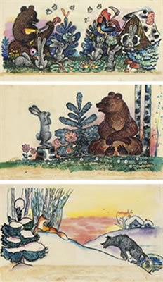 A group of eleven illustrations for the Khorovod book of Russian fairytales