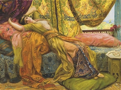 Reclining beauty by Georges Antoine Rochegrosse - Auction record, sale price, and art valuation. Compare with similar artists and explore comparable artworks.