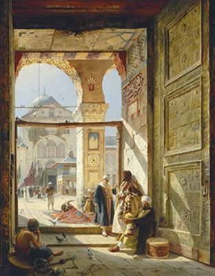 The Gate of the Great Umayyad Mosque, Damascus by Gustav Bauernfeind - Auction record, sale price, and art valuation. Compare with similar artists and explore comparable artworks.