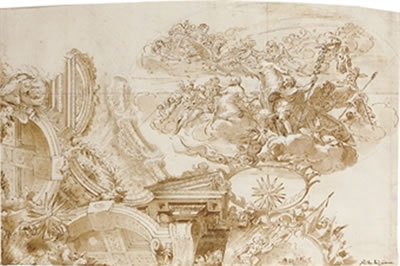 The Apotheosis of Romulus: Design for a ceiling by Domenico Maria Canuti - Auction record, sale price, and art valuation. Compare with similar artists and explore comparable artworks.