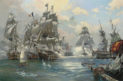 The Battle of Trafalgar: Nelson's Victory and H.M.S. Téméraire engaging the French '74' Rédoubtable by Derek George Montague Gardner - Auction record, sale price, and art valuation. Compare with similar artists and explore comparable artworks.