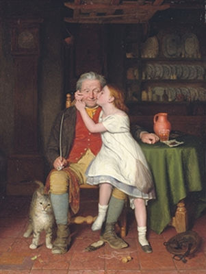 Kissing Grandpa by Edward Thompson Davis - Auction record, sale price, and art valuation. Compare with similar artists and explore comparable artworks.