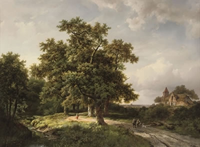 Figures on a forest path