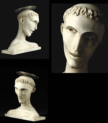 AN ITALIAN MARBLE BUST OF SAN FRANCESCO