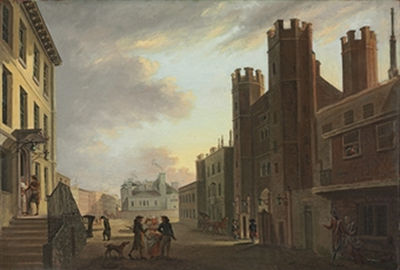 View of St. James's Palace, London, Pall Mall beyond