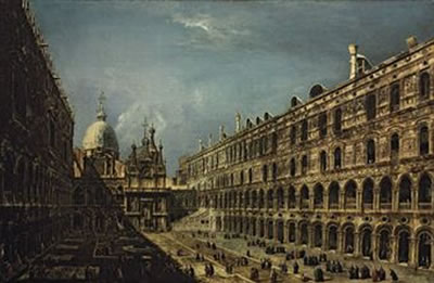 The Courtyard of the Doge's Palace, Venice, with the Scala dei Giganti, Saint Mark's Basilica beyond by Michele Giovanni (Michiel) Marieschi - Auction record, sale price, and art valuation. Compare with similar artists and explore comparable artworks.