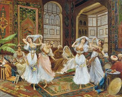 Sample artwork by Fabio Fabbi (1861 - 1946), known for allegorical, romantic female figure, harem painting, orientalism, teaching - View similar artists and auction records