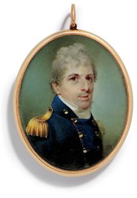 A young gentleman, in naval uniform, blue double-breasted coat with red trim, brass buttons, gold epaulettes, white stock by John Thomas Barber Beaumont - Auction record, sale price, and art valuation. Compare with similar artists and explore comparable artworks.