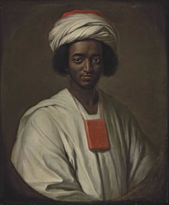 Portrait of Ayuba Suleiman Diallo, called Job ben Solomon (1701-1773), half-length, in African dress, with the Qu'ran around his neck, in a feigned oval