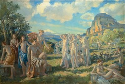 The poet, accompanied by some of the muses, finds inspiration in nature by Wilfrid De Glehn - Auction record, sale price, and art valuation. Compare with similar artists and explore comparable artworks.