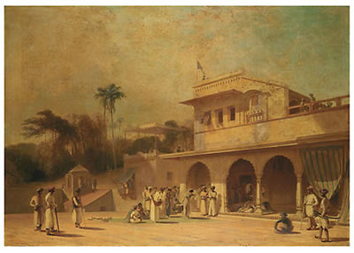 A palace in Juanpore, India, with a nautch girl performing in front of a nobleman by William Daniell - Auction record, sale price, and art valuation. Compare with similar artists and explore comparable artworks.