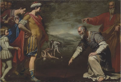 Consul Gaius Popillius drawing a circle around King Antiochus IV
