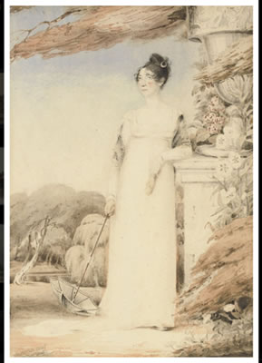 Portrait of Ann Miles, later Mrs. John Sell Cotman, full-length, her right hand holding a parasol, her left arm resting on a plinth by John Thirtle - Auction record, sale price, and art valuation. Compare with similar artists and explore comparable artworks.