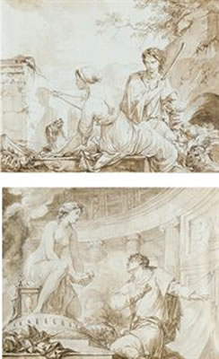 The Origin of Painting, or Dibutade tracing the profile of the shepherd; and The Origin of Sculpture, or Pygmalion and Galatea