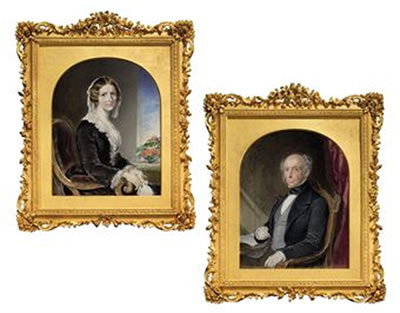A pair of portraits of Mr and Mrs Cropper: he, Edward Cropper (d. c. 1878), seated in a wooden chair, in black coat, grey waistcoat, black tied cravat, gem-set ring on his left hand, a pair of spectacles in his right hand, his arm resting on a table with by Edward Tayler - Auction record, sale price, and art valuation. Compare with similar artists and explore comparable artworks.