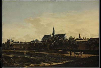 A view of Haarlem from the northwest corner with the Kruispoort and St. Bavo's Cathedral beyond
