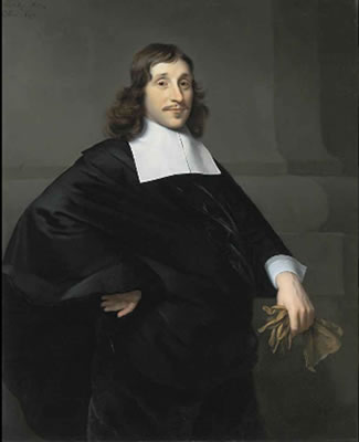 Portrait of a gentleman, traditionally identified as Dirk van Collen, Lord of Bredelar, three-quarter-length, in a black coat with a white collar and cuffs, a pair of gloves in his left hand