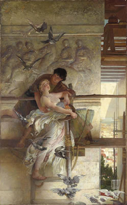 Under the Temple eaves by Edwin Howland Blashfield - Auction record, sale price, and art valuation. Compare with similar artists and explore comparable artworks.