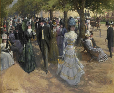 Sample artwork by John Sanderson-Wells (1872 - 1955), known for paintings of colonial history, figure, genre, interior and hunting scenes - View similar artists and auction records