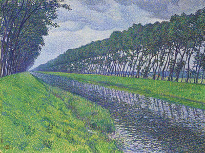 Le canal en Flandre par temps triste