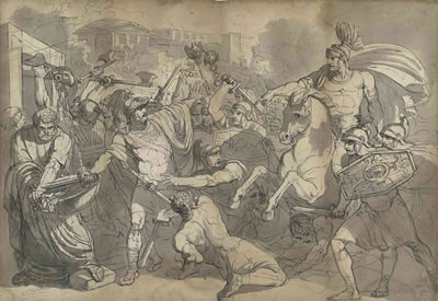Marcus Furius Camillus liberating Rome from the Gauls (recto); A compositional study of the same subject (verso)