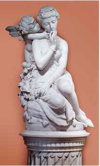 CUPID AND PSYCHE, ENTITLED 'LA REVELACION DE AMOR' (LOVE AWAKENING), ON PEDESTAL