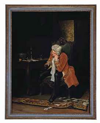 A gentleman seated at a card table