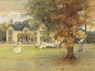 The Lawn Tennis Party at Marcus by Arthur Melville - Auction record, sale price, and art valuation. Compare with similar artists and explore comparable artworks.