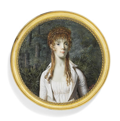 A young lady called Marquise de Templehof, in a wooded landscape