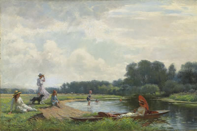 Sample artwork by William Kay Blacklock (1872 - 1922), known for landscape, figure, genre  painting - View similar artists and auction records