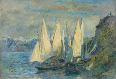 Barques aux grandes voiles sur le lac Léman à Meillerie en Haute-Savoie by Albert Marie Lebourg - Auction record, sale price, and art valuation. Compare with similar artists and explore comparable artworks.