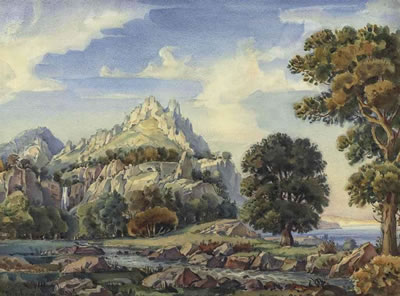 A romantic landscape by Konstantin Fedorovich Bogaevsky - Auction record, sale price, and art valuation. Compare with similar artists and explore comparable artworks.