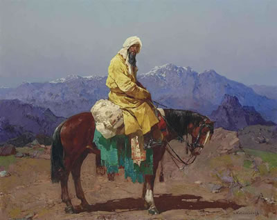 Horse and rider, Turkestan by Stephan Fedorovic Kalesnikoff - Auction record, sale price, and art valuation. Compare with similar artists and explore comparable artworks.
