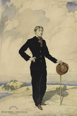 Portrait of Maxwell Ashby Armfield: Self-portrait, full-length, in an extensive landscape
