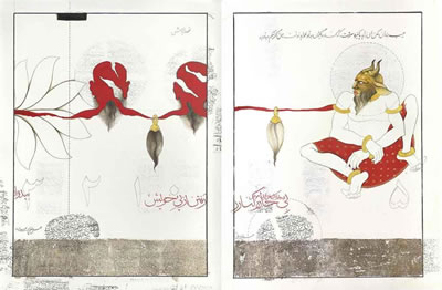 Sample artwork by Khadim Ali (Born 1978), known for narrative drawing, legend story painting - View similar artists and auction records