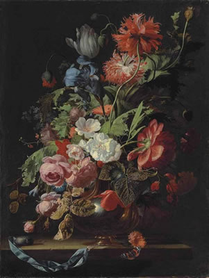 Sample artwork by Simon Pietersz Verelst (1644 - 1710 or 21), known for still life paintings with flowers - View similar artists and auction records