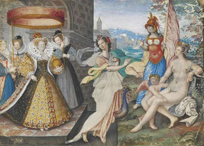 Elizabeth I and the Three Goddesses by Isaac Oliver - Auction record, sale price, and art valuation. Compare with similar artists and explore comparable artworks.