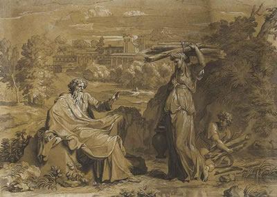 The prophet Elijah and the widow of Sarepta (Kings I:17)