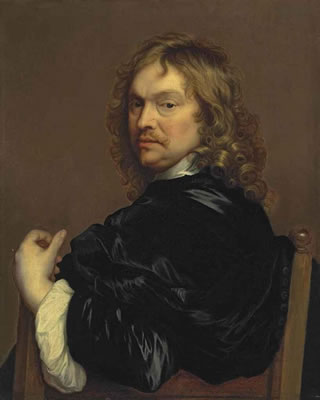 Portrait of the artist, half-length, in a black cloak, leaning on the back of a chair
