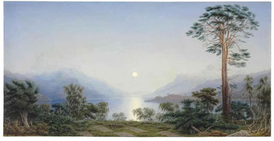 The Highlanders' Burying Ground, on a small Island in Loch Maree, North Britain - Moonlight Evening